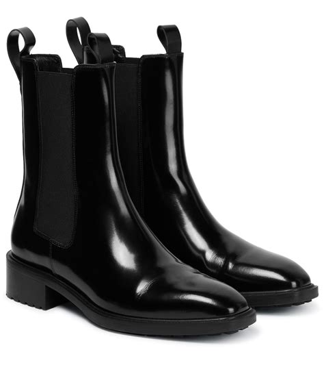 Black Brushed Leather Chelsea Boots 